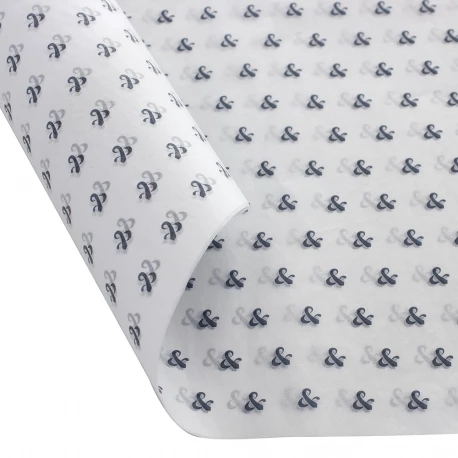 Printed tissue paper with repeated logo